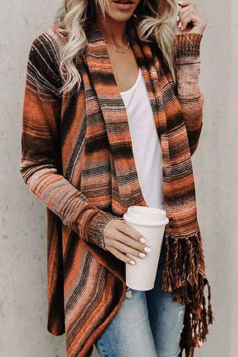 Casual Print Tassel Patchwork Cardigans(5 Colors)