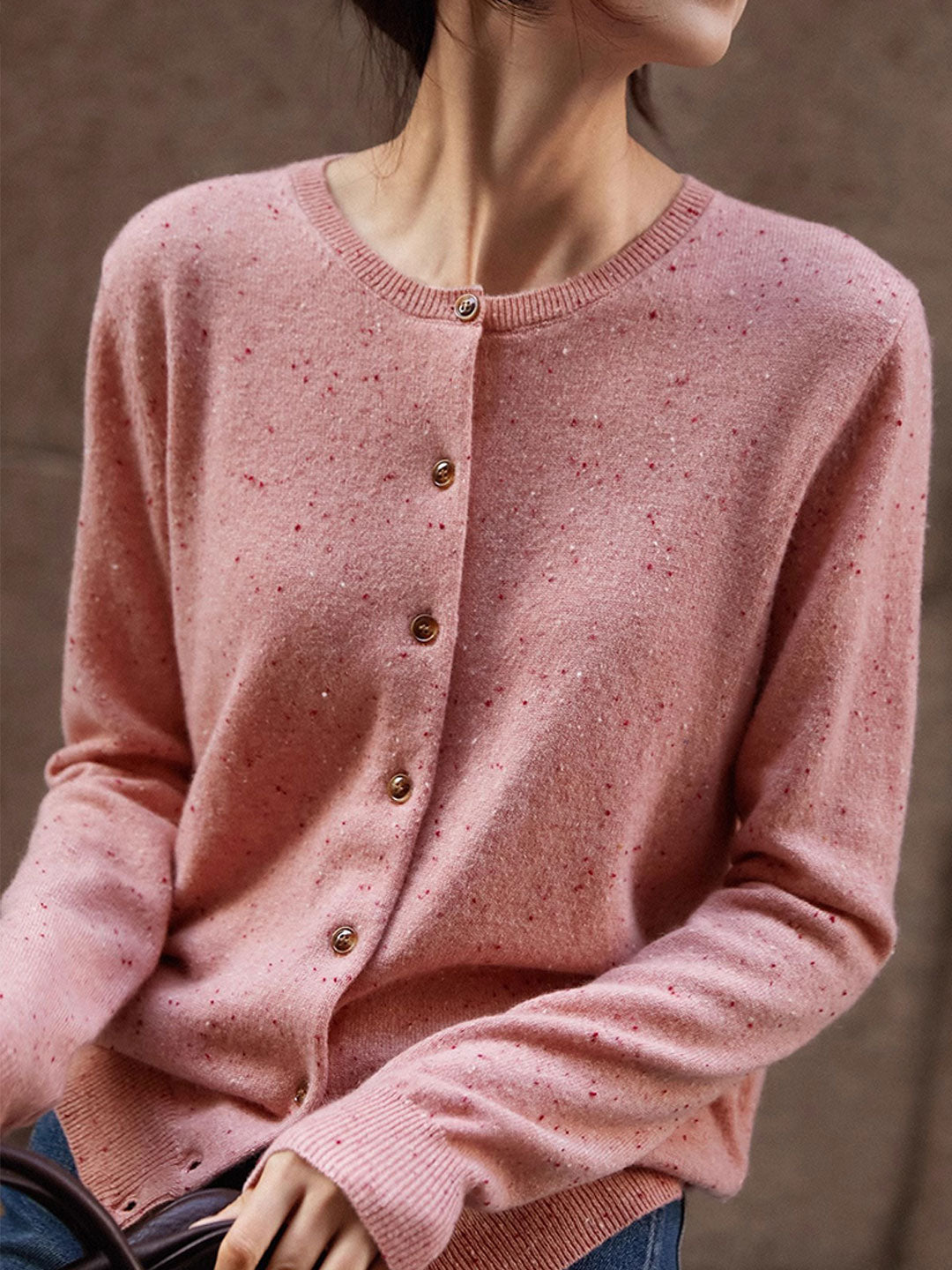 Natalie Classic Crew Neck Solid Color Knitted Cardigan