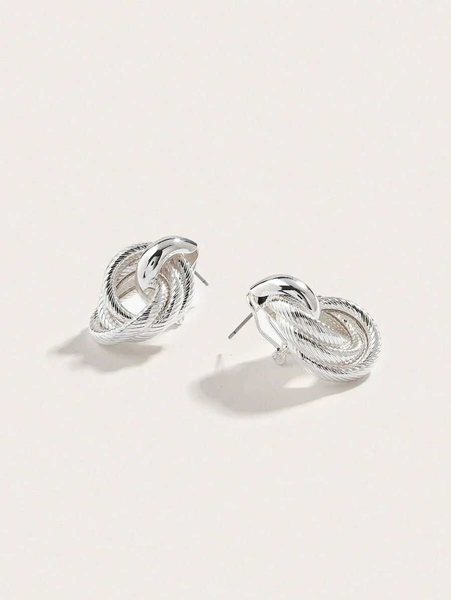 Geometric Gold Twist Clip On Earrings Two Layer Shine