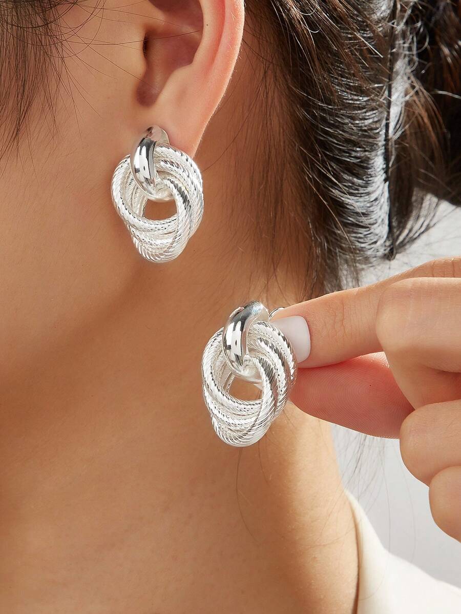 Geometric Gold Twist Clip On Earrings Two Layer Shine