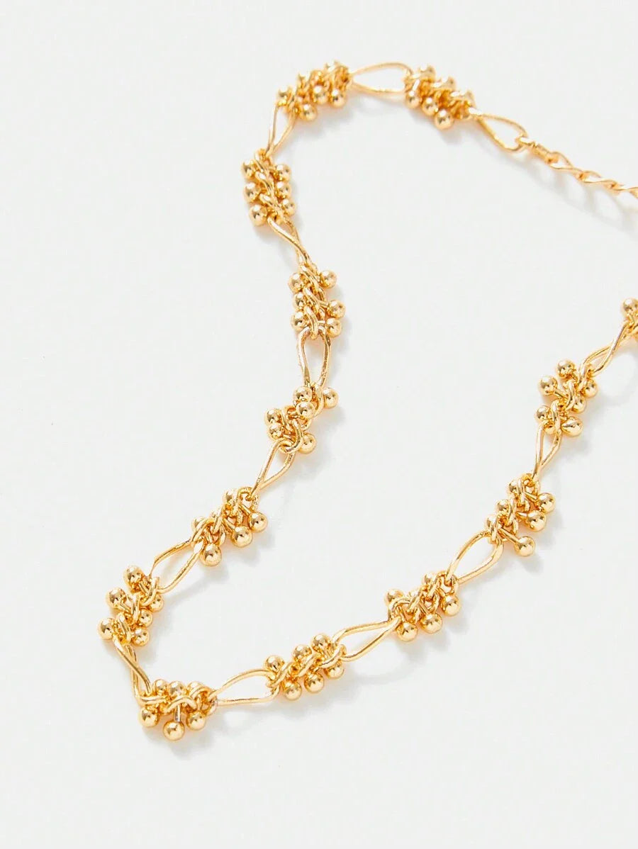 Chic Silver Plated Beaded Chain Bracelet With Rhinestones