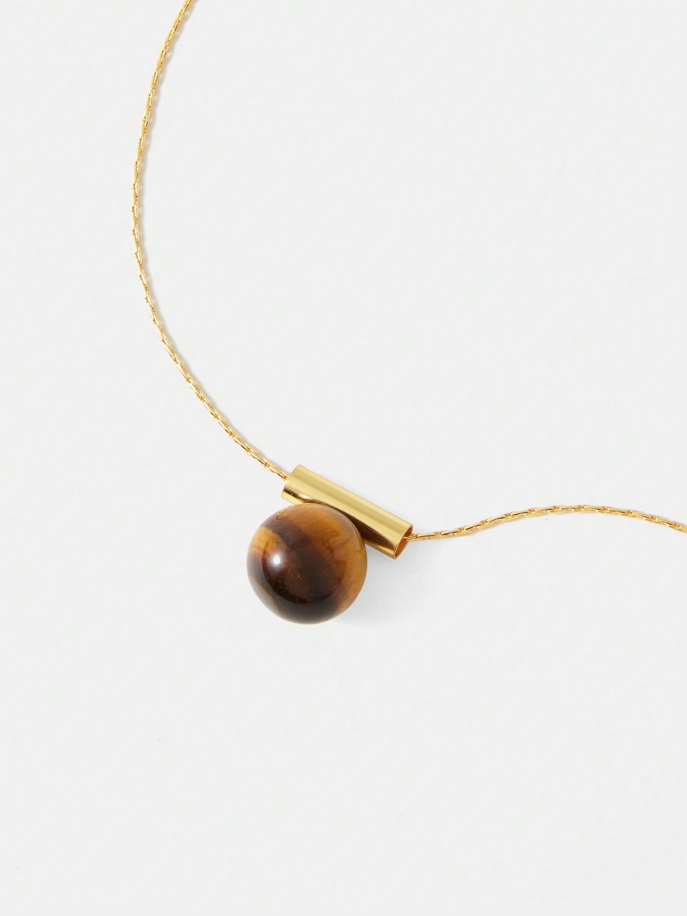 Geometric Tiger Eye Pendant Necklace Gold Plated 18K Luxury