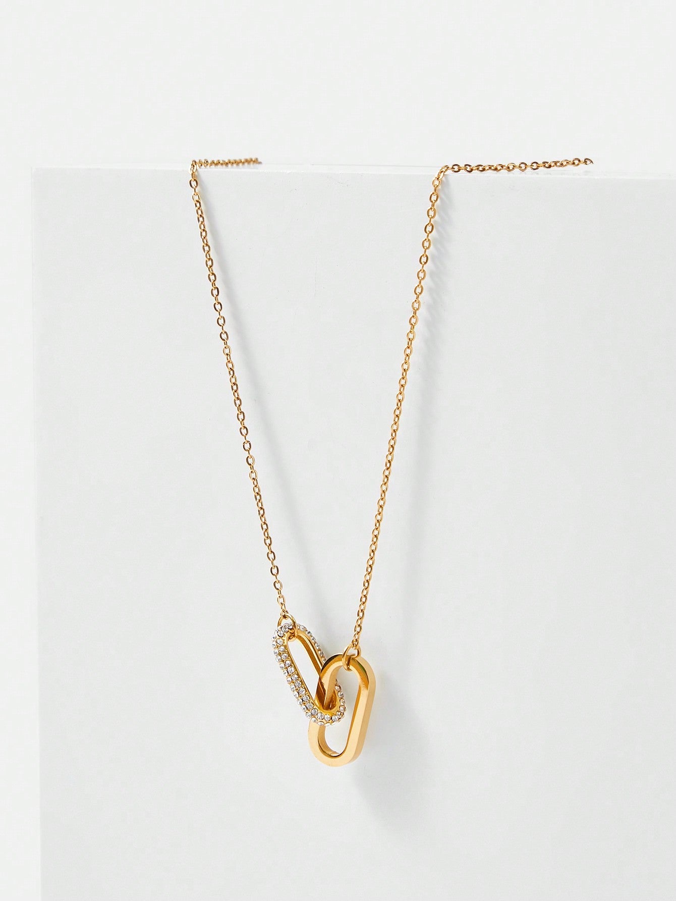 Gold Plated Cubic Zirconia Geometric Necklace Elegant Shine
