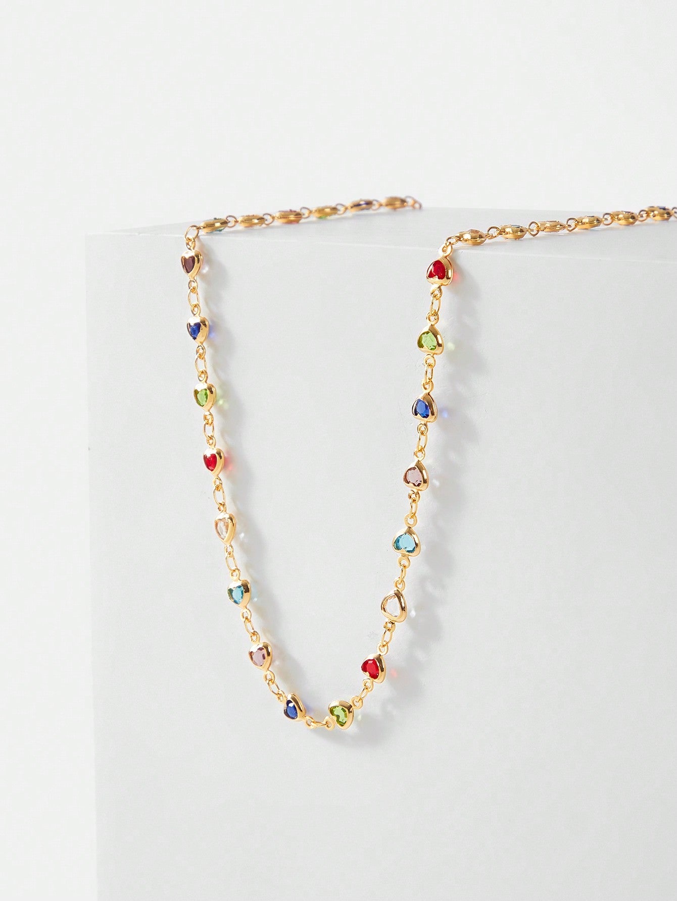 Sweet Heart Necklace Gold Plated Delicate Chain Sparkle
