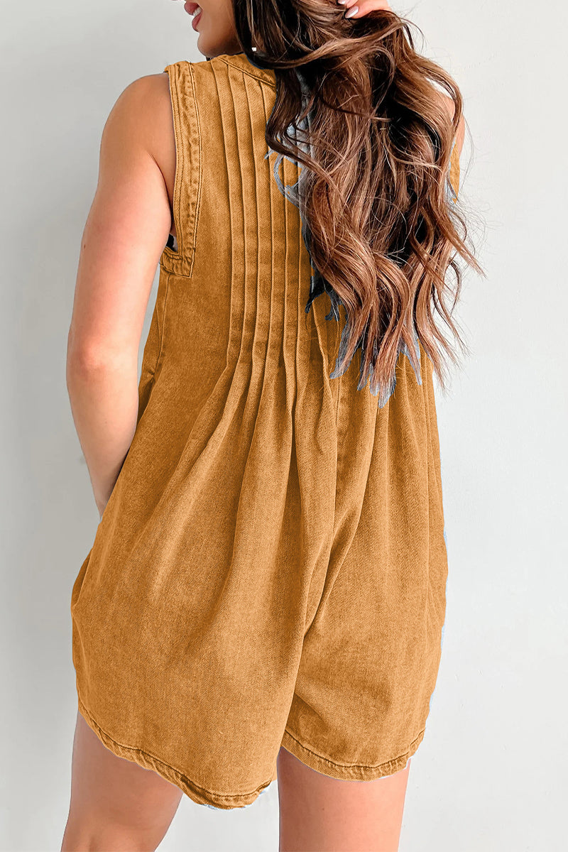 Casual Street Pocket Lace Up V Neck Sleeveless Loose Denim Jumpsuits(9 Colors)
