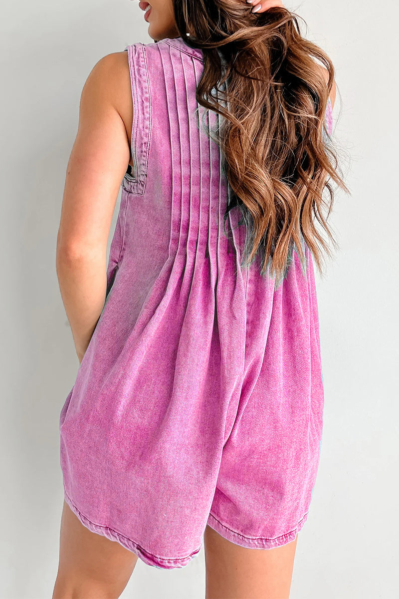 Casual Street Pocket Lace Up V Neck Sleeveless Loose Denim Jumpsuits(9 Colors)