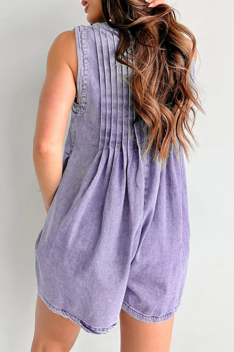 Casual Street Pocket Lace Up V Neck Sleeveless Loose Denim Jumpsuits(9 Colors)