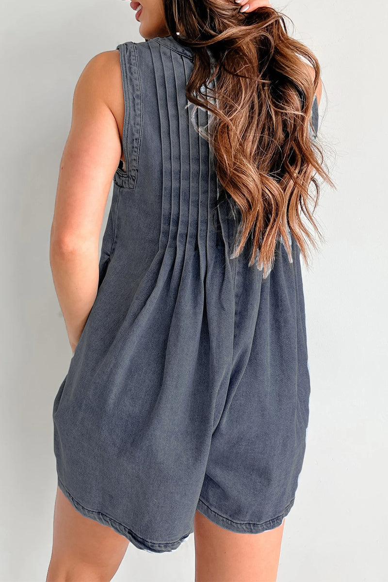 Casual Street Pocket Lace Up V Neck Sleeveless Loose Denim Jumpsuits(9 Colors)