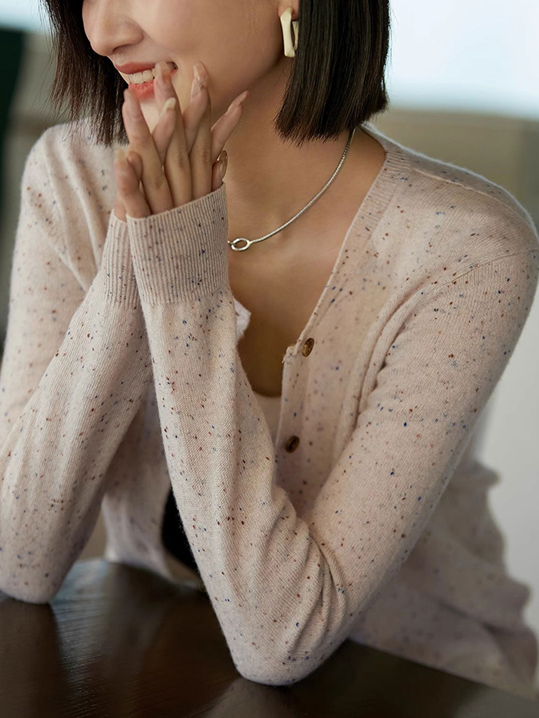 Natalie Classic Crew Neck Solid Color Knitted Cardigan