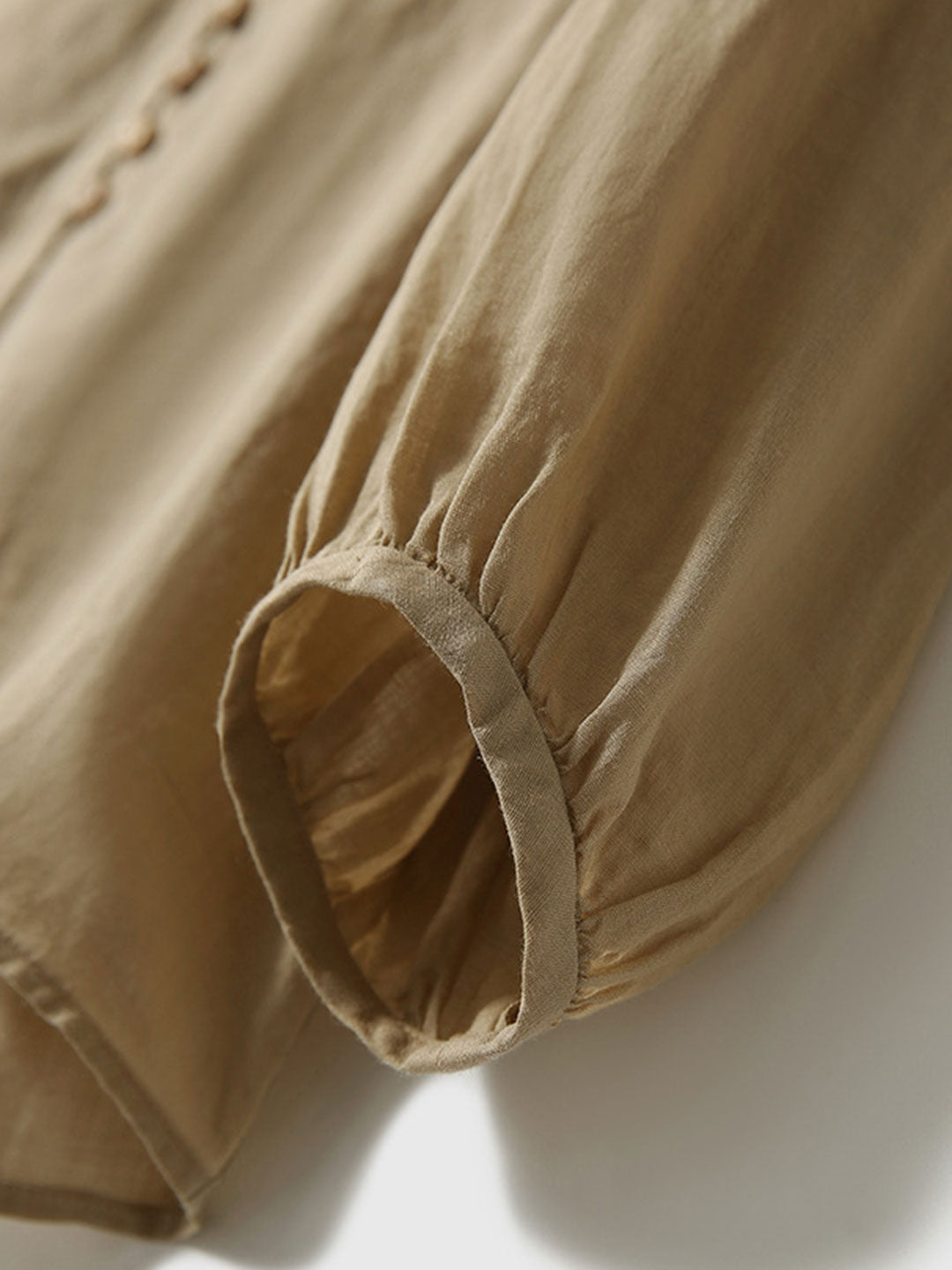 Molly Elegant Puff Sleeve Loose Shirt-Brown