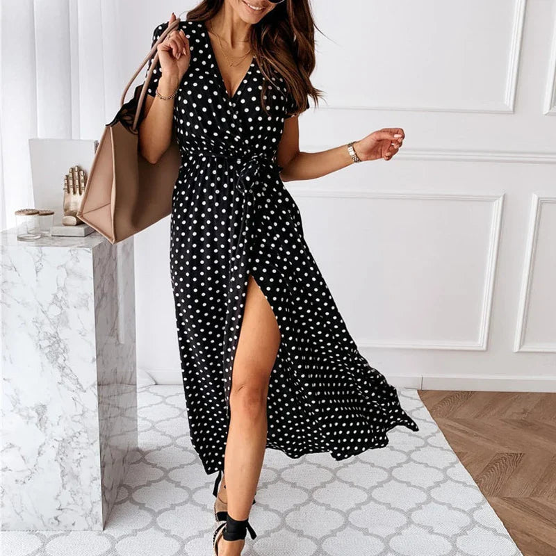 DressBetty - 2024 Casual Floral V-Neck Yellow Boho Dress for Summer