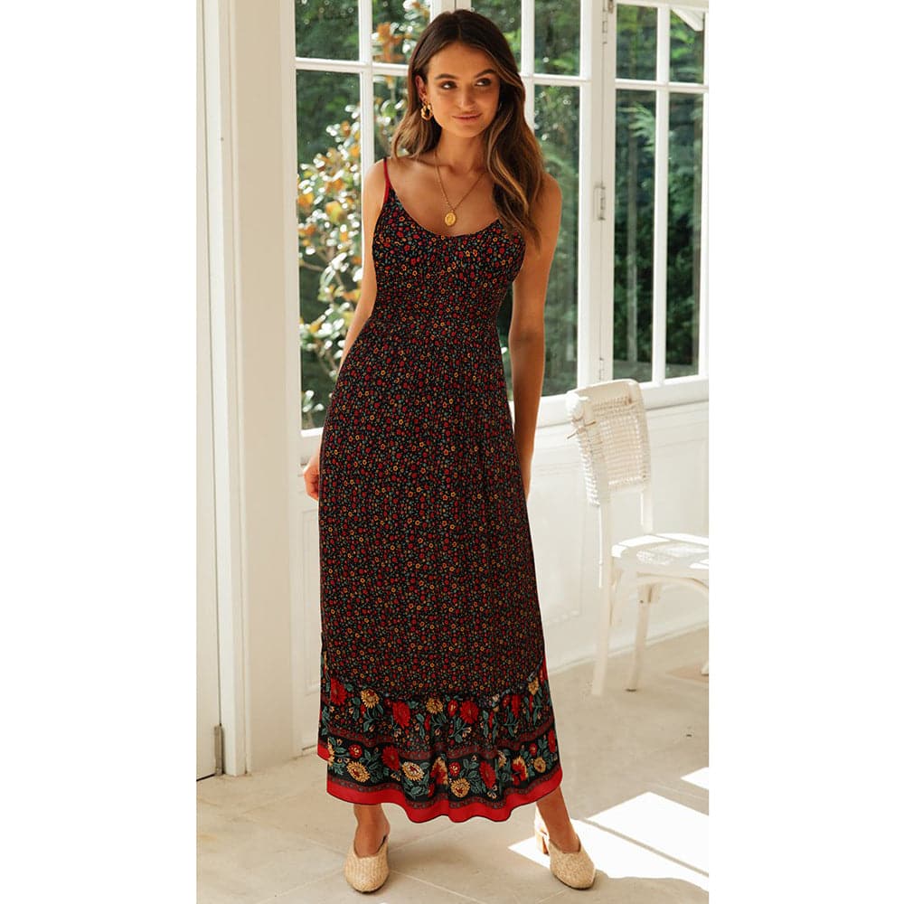 DressBetty - Summer Women Sexy V Neck Floral Print Bohemia Long Dress