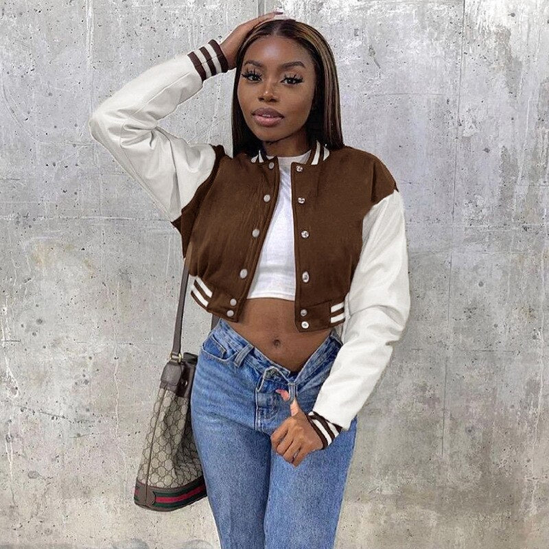 DressBetty - Stitching Letters Embroidery Baseball Uniform Jacket