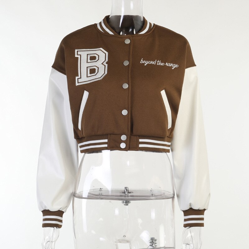 DressBetty - Stitching Letters Embroidery Baseball Uniform Jacket