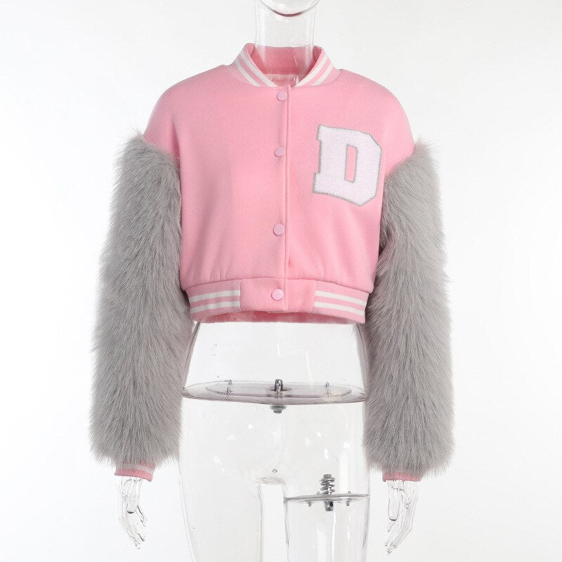 DressBetty - Stitching Letters Embroidery Baseball Uniform Jacket