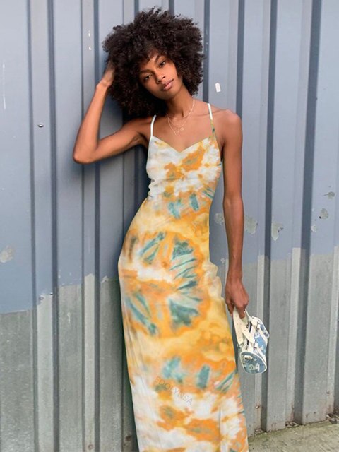 DressBetty - Green Boho Printed Maxi Dress