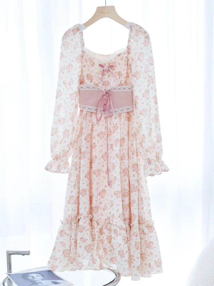 DressBetty - 2024 Elegant Sweet Lace Print Princess Floral Dress