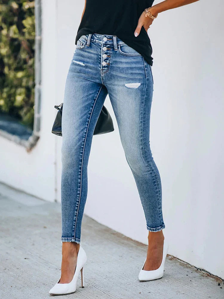 DressBetty - 2024 New Slim Fit Ripped High Elastic Women's Denim Jeans