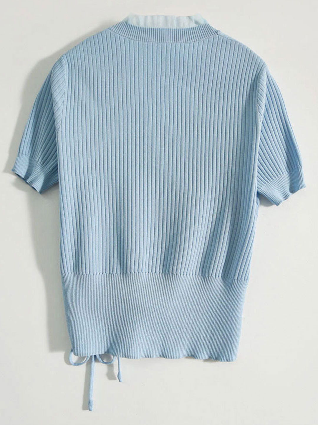 Sydney Elegant V-neck Drawstring Knitted Top-Purple