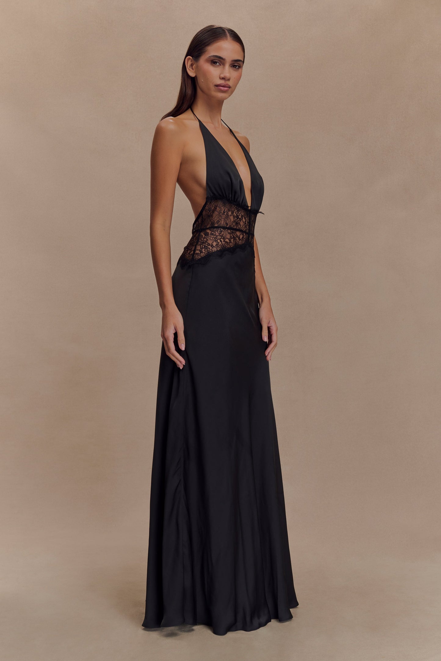 Avery - Lace Halter Maxi Dress