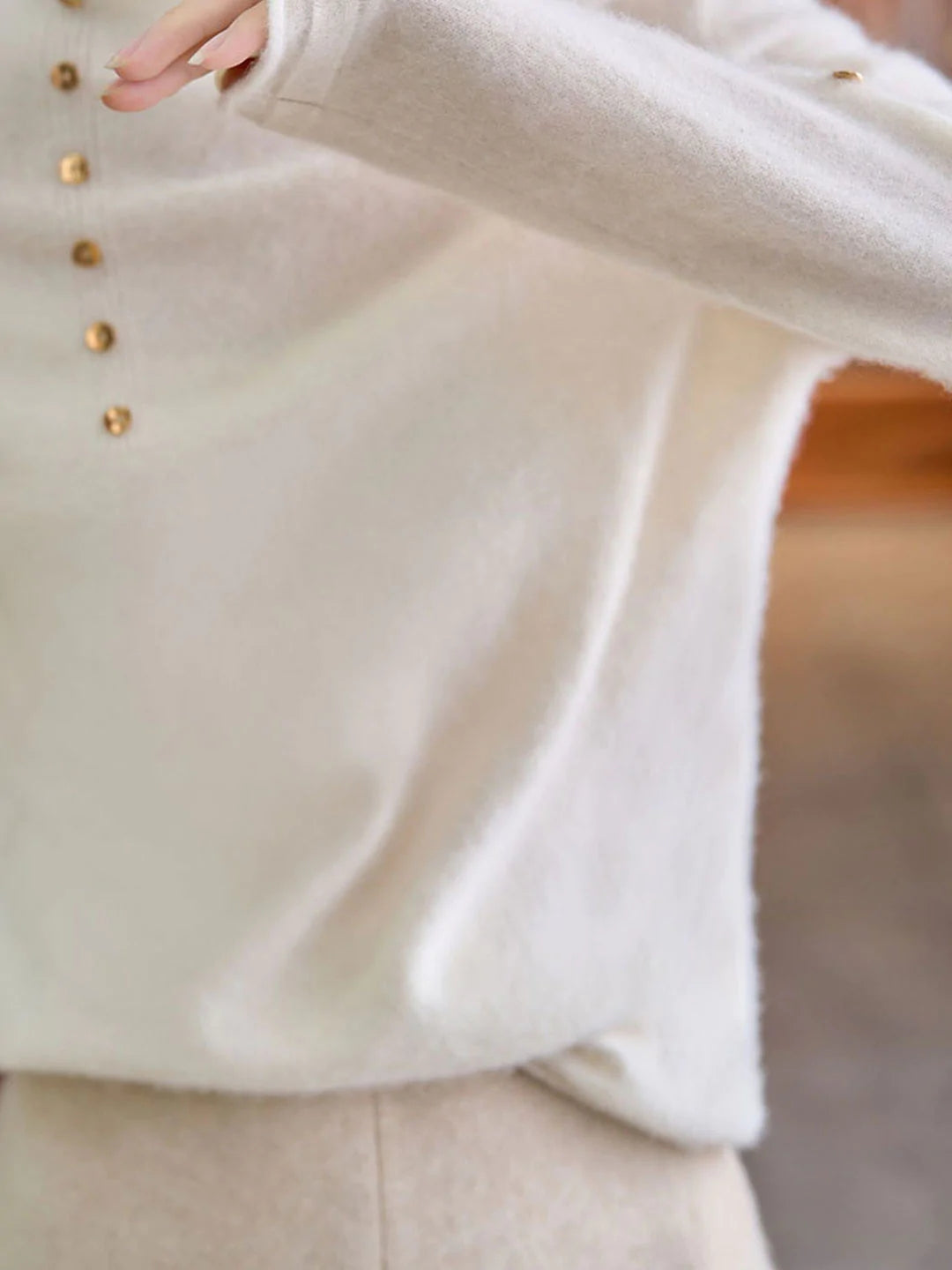 Hilary French Style Turtleneck Sweater-White