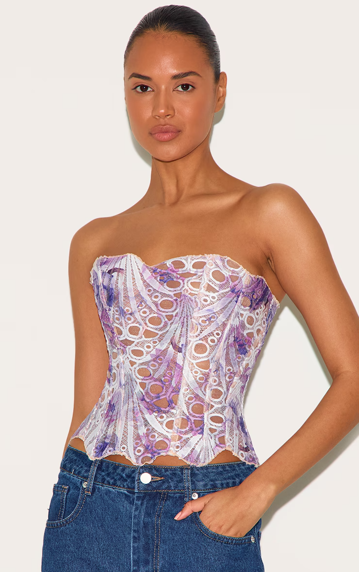Macy | Lace Tie Corset Top