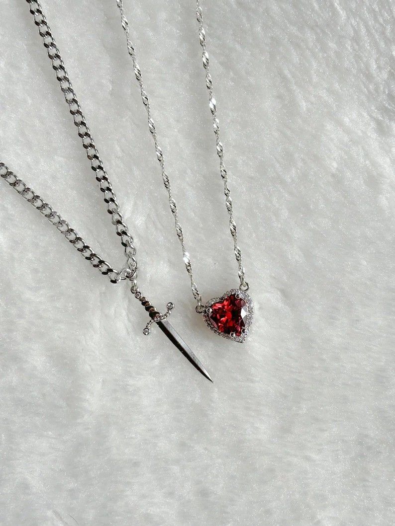Sword and Heart Couple Necklaces