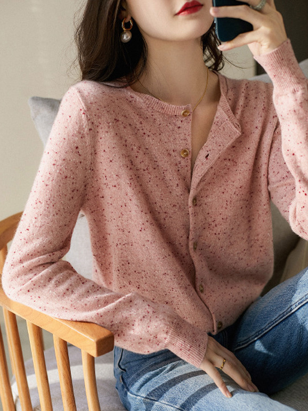 Olivia Casual Crew Neck Knitted Cardigan