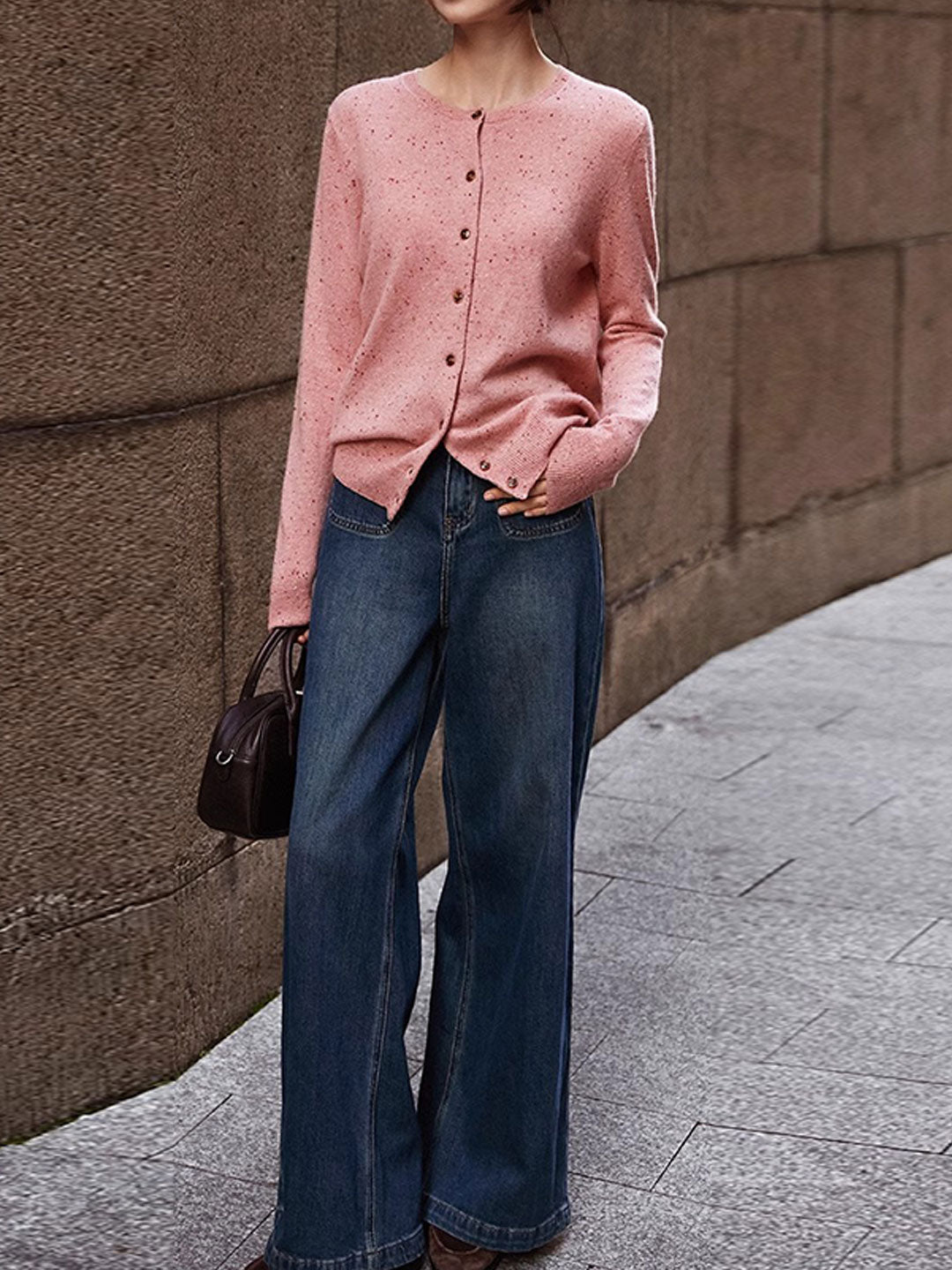 Natalie Classic Crew Neck Solid Color Knitted Cardigan