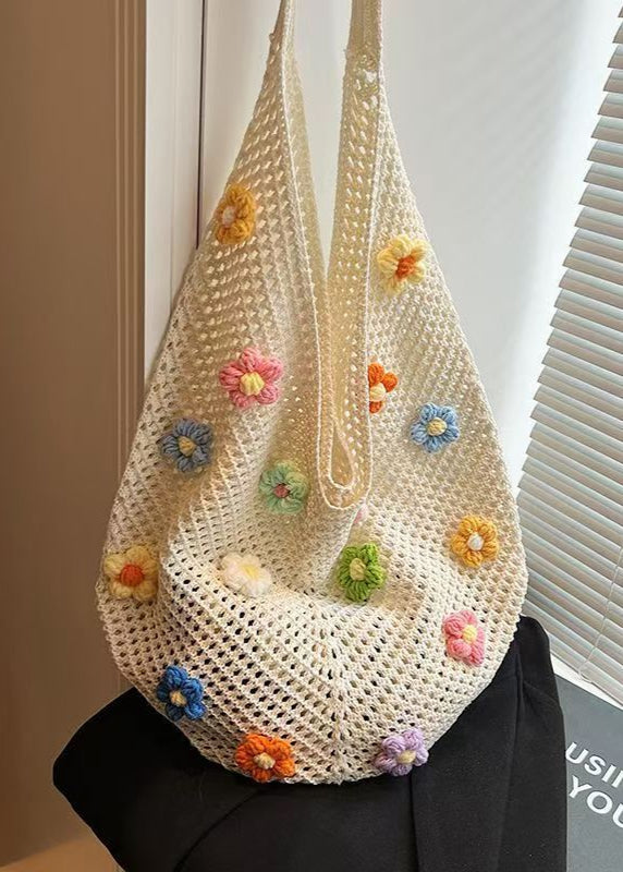 BloomTide - Crochet Shoulder Bag with 3D Floral Accents