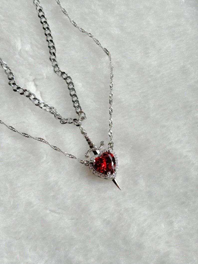 Sword and Heart Couple Necklaces