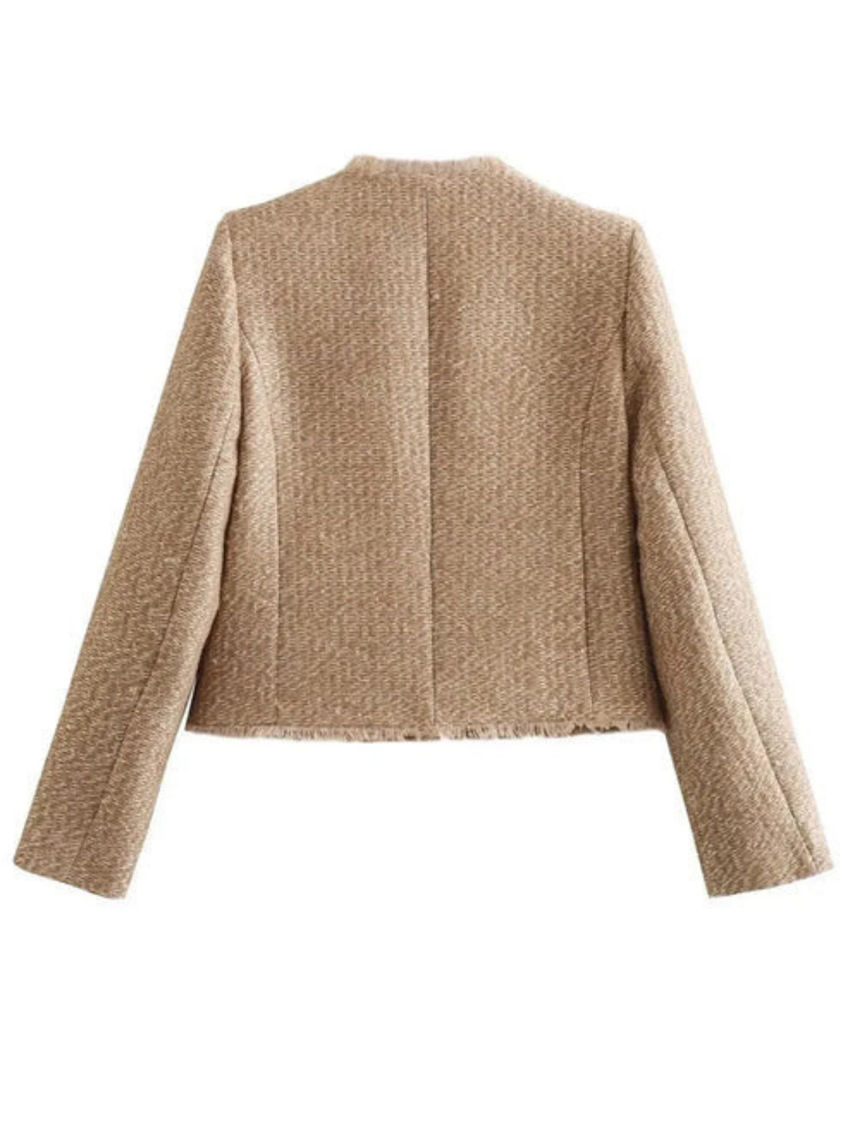 Round Neck Single-breasted Tweed Cardigan