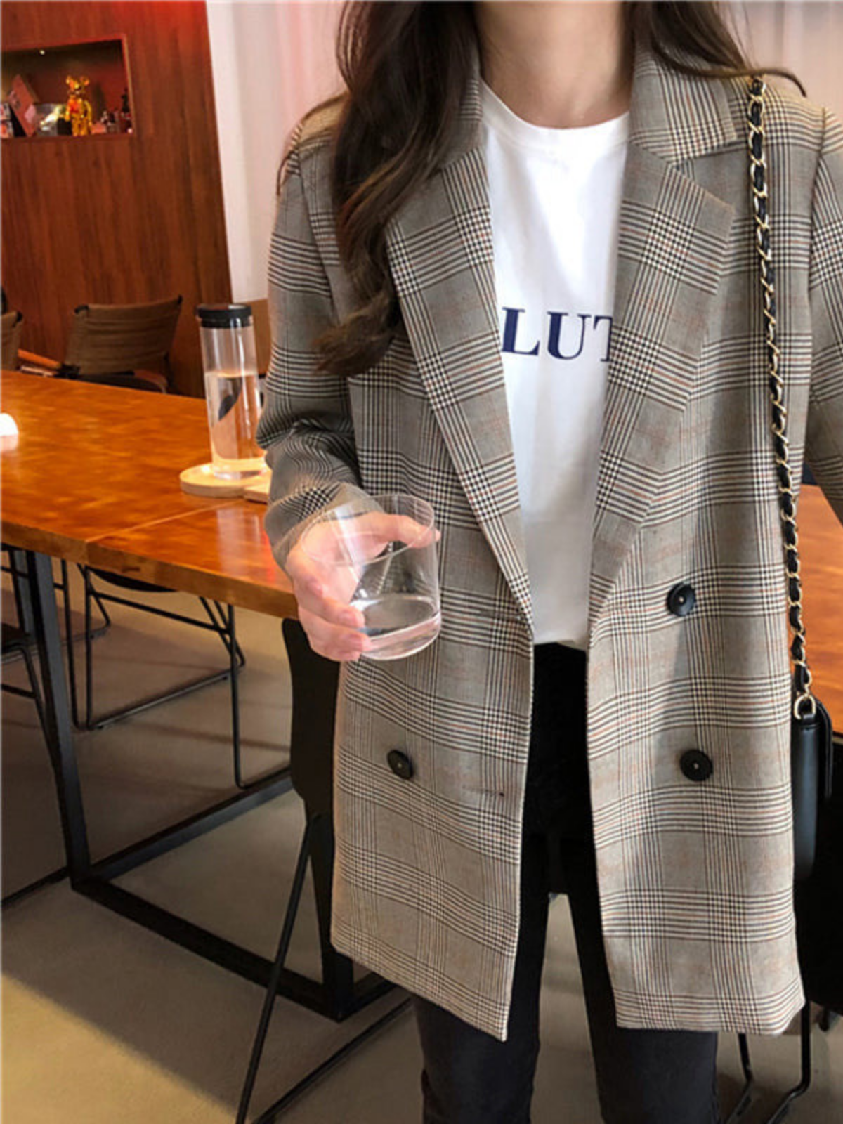 Effortless Style Collar Plaid Blazer