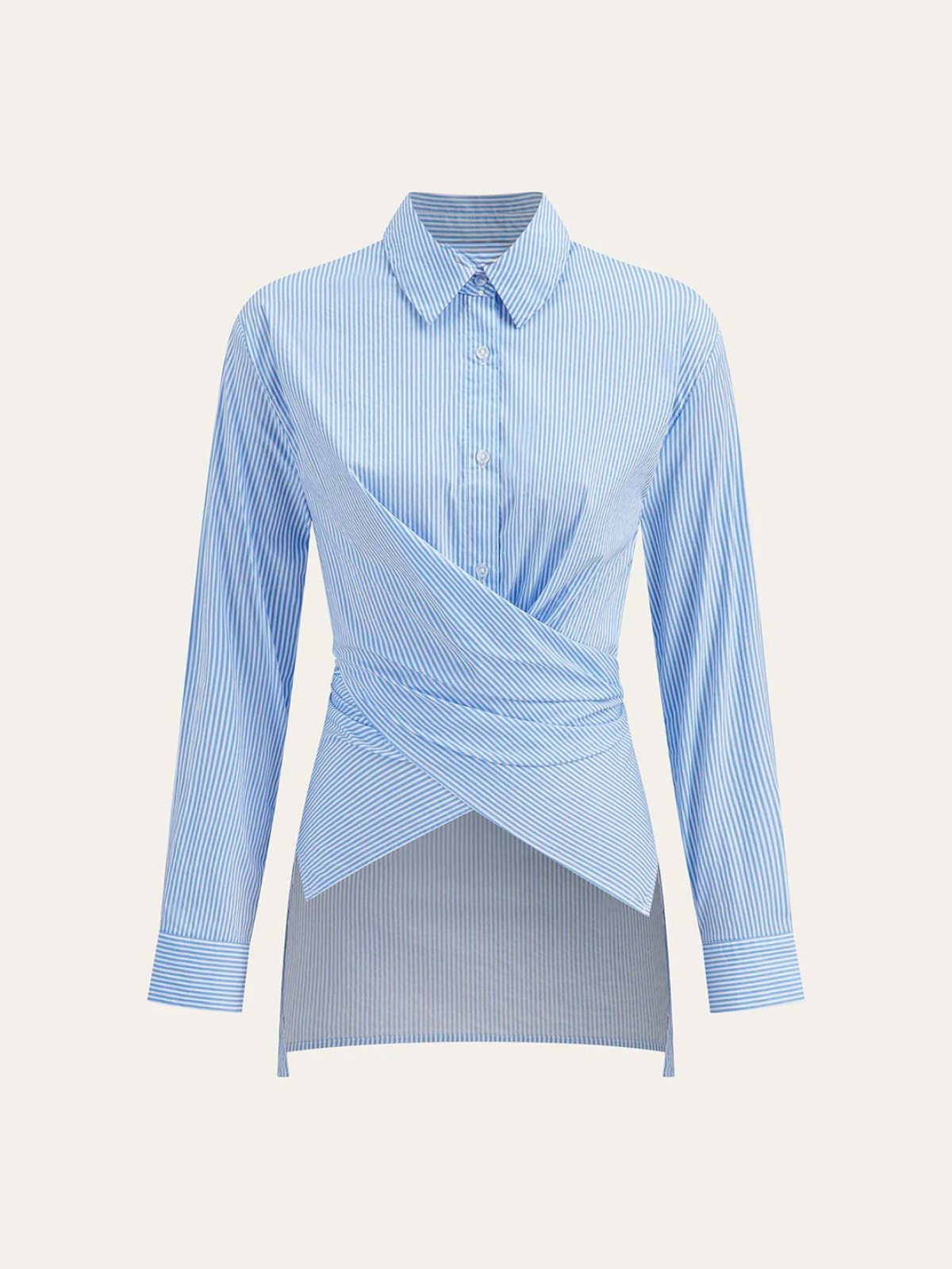 Modern Asymmetric Pinstripe Wrap Shirt