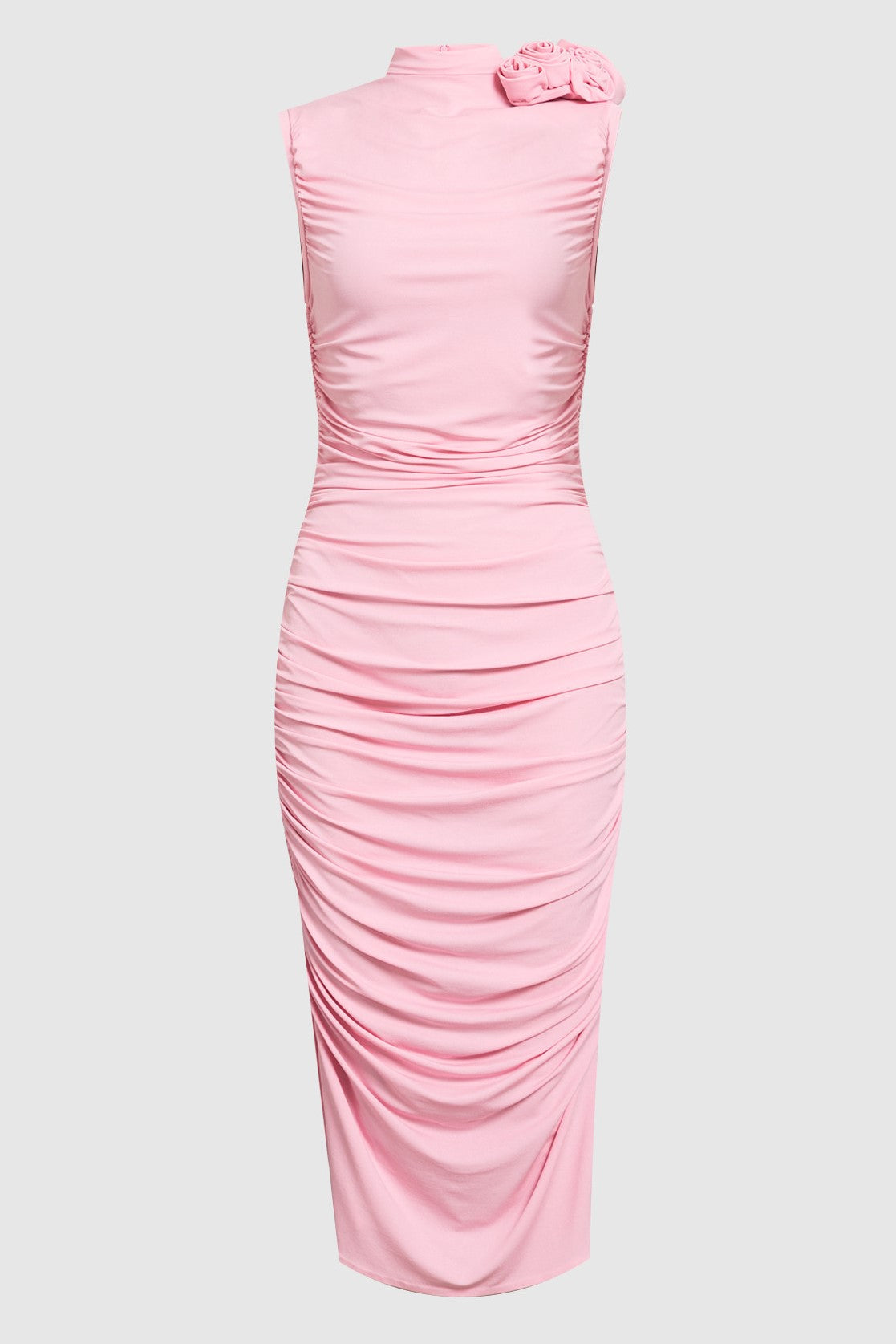 Bailee Ruched Flower Midi Dress