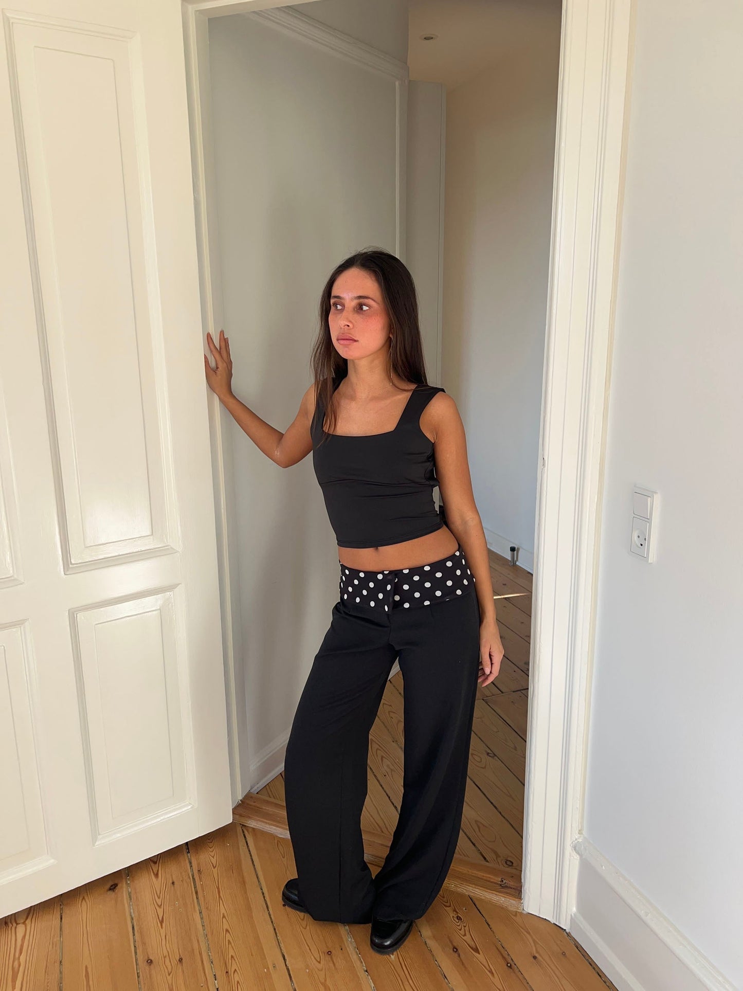 CALLY | Black Suit Polkadot Pants