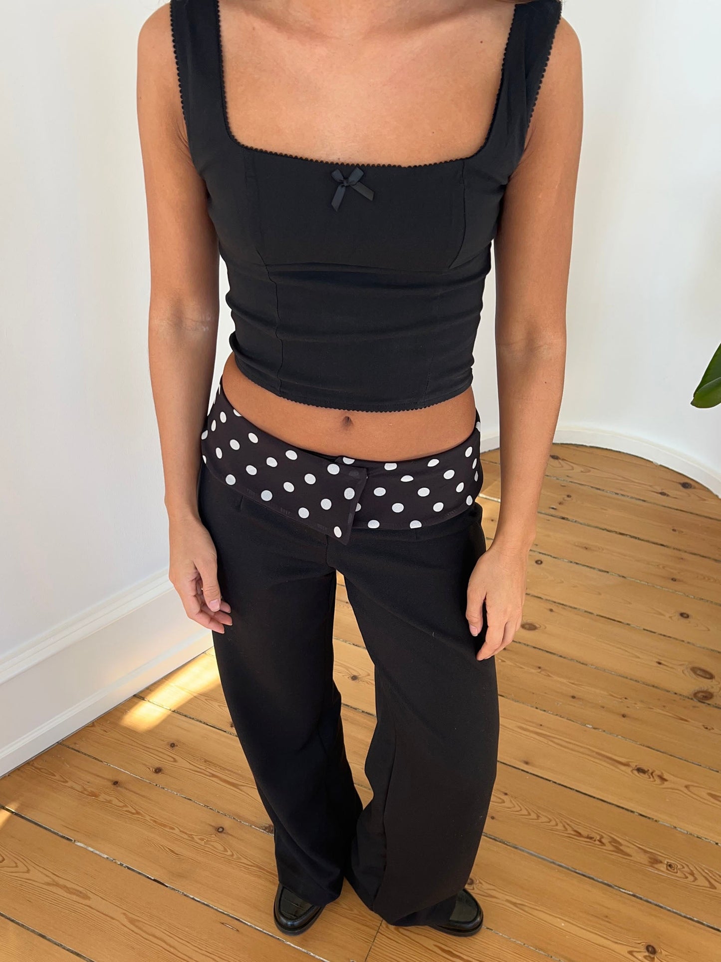 CALLY | Black Suit Polkadot Pants