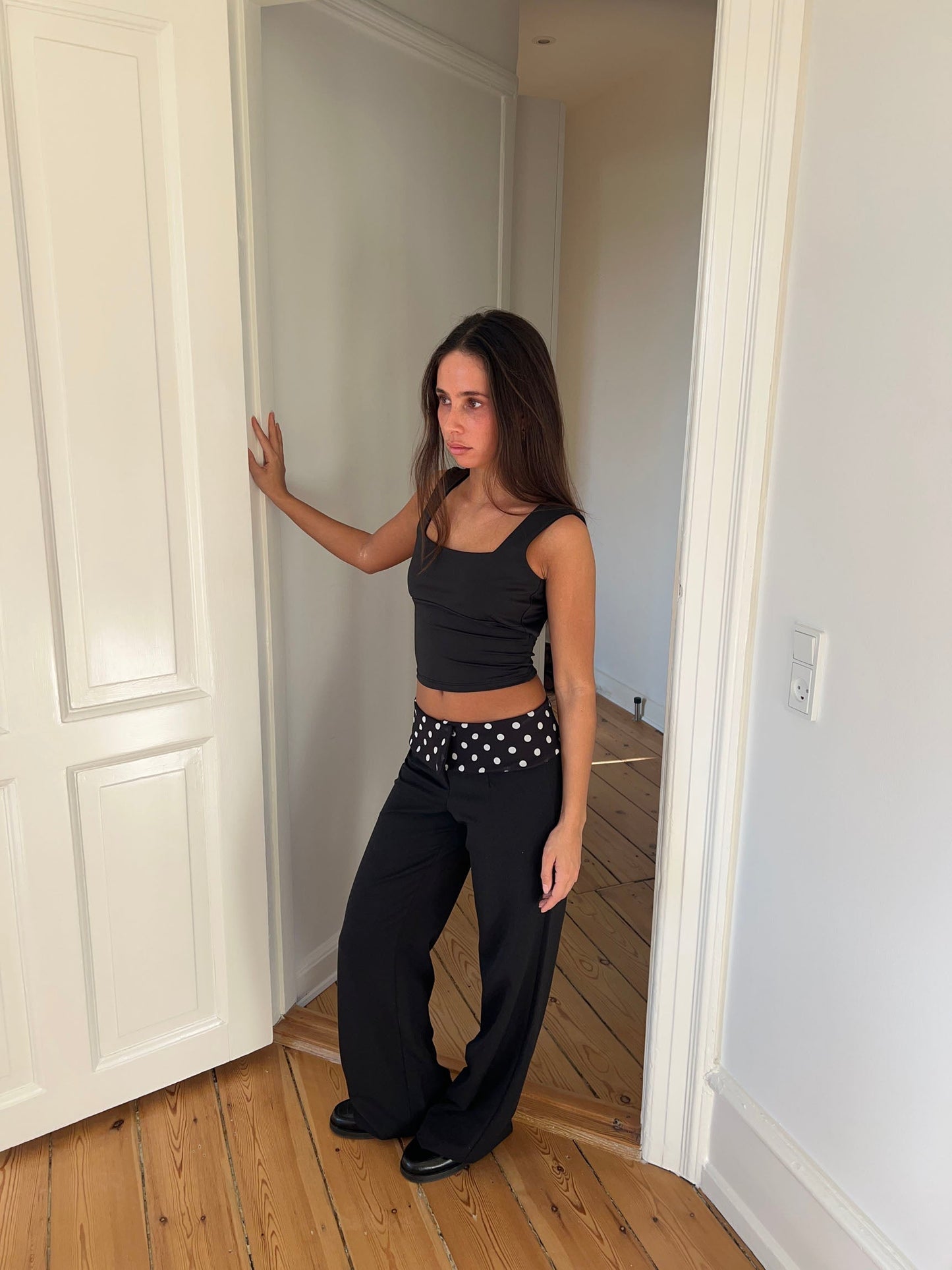 CALLY | Black Suit Polkadot Pants