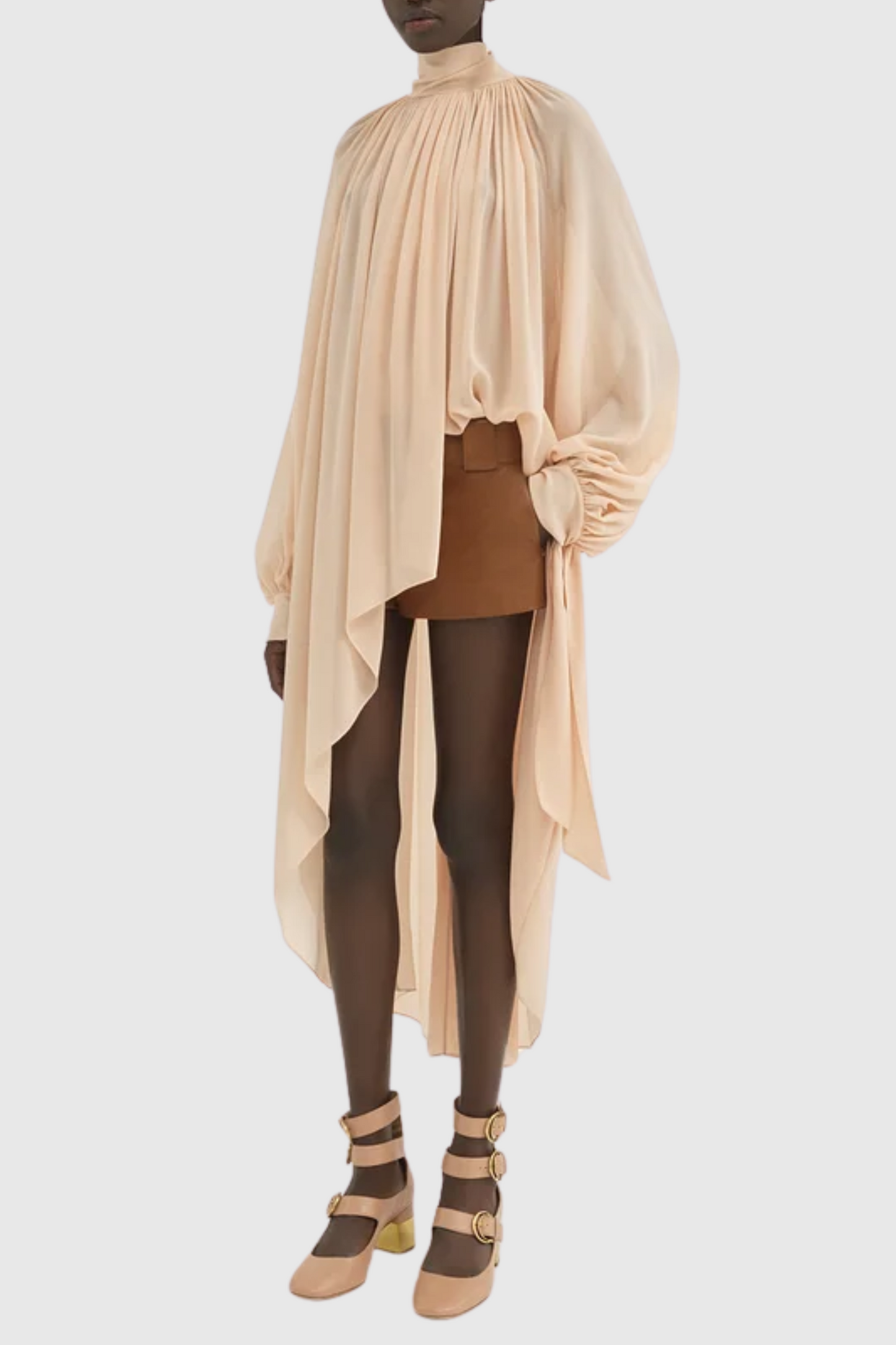 Carii Ruched Blouse - Beige