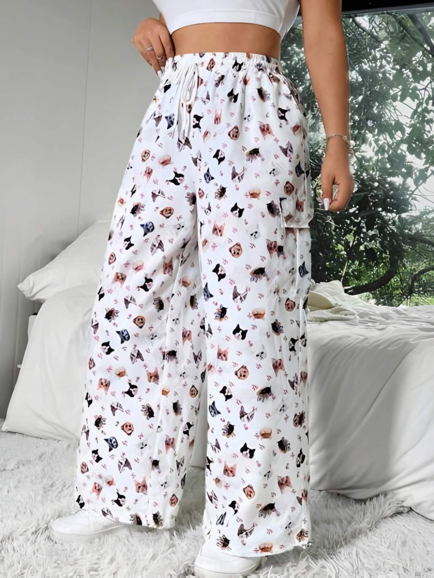Cat Dog Print Cargo Pant
