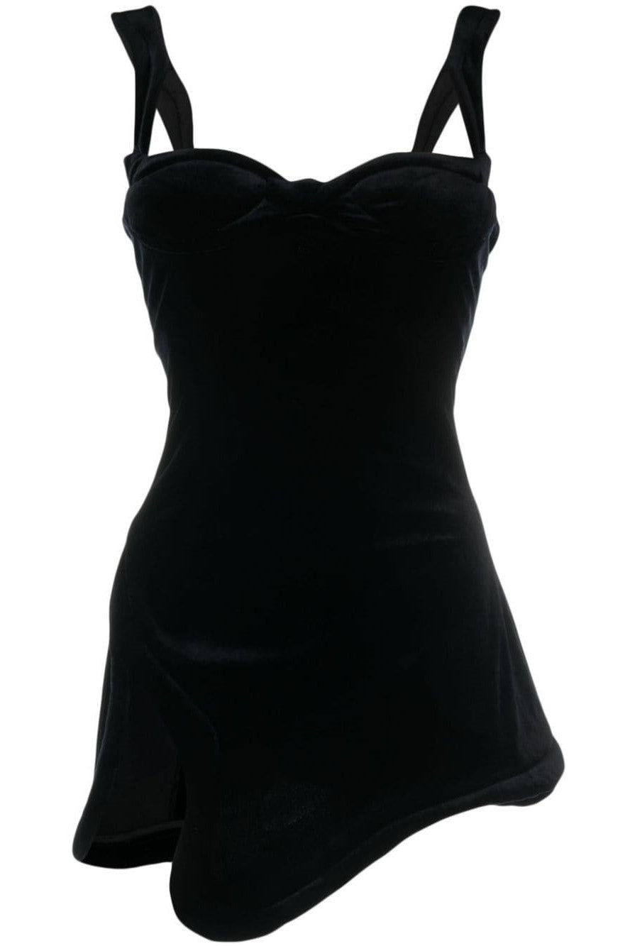 Chelsea Sweetheart-neck Asymmetric Mini Dress