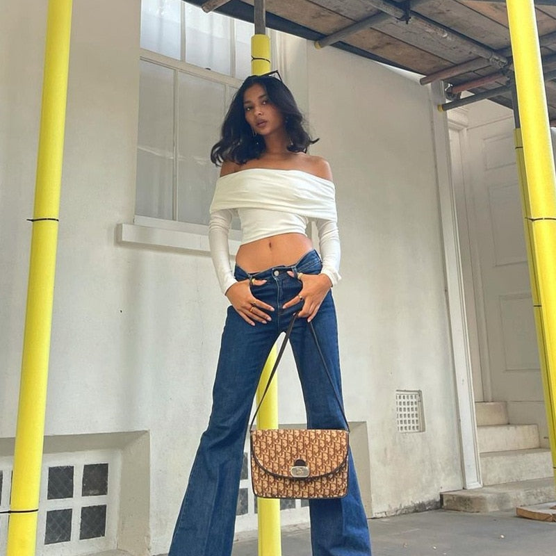 DressBetty - Off Shoulder Slim Fit Crop Top