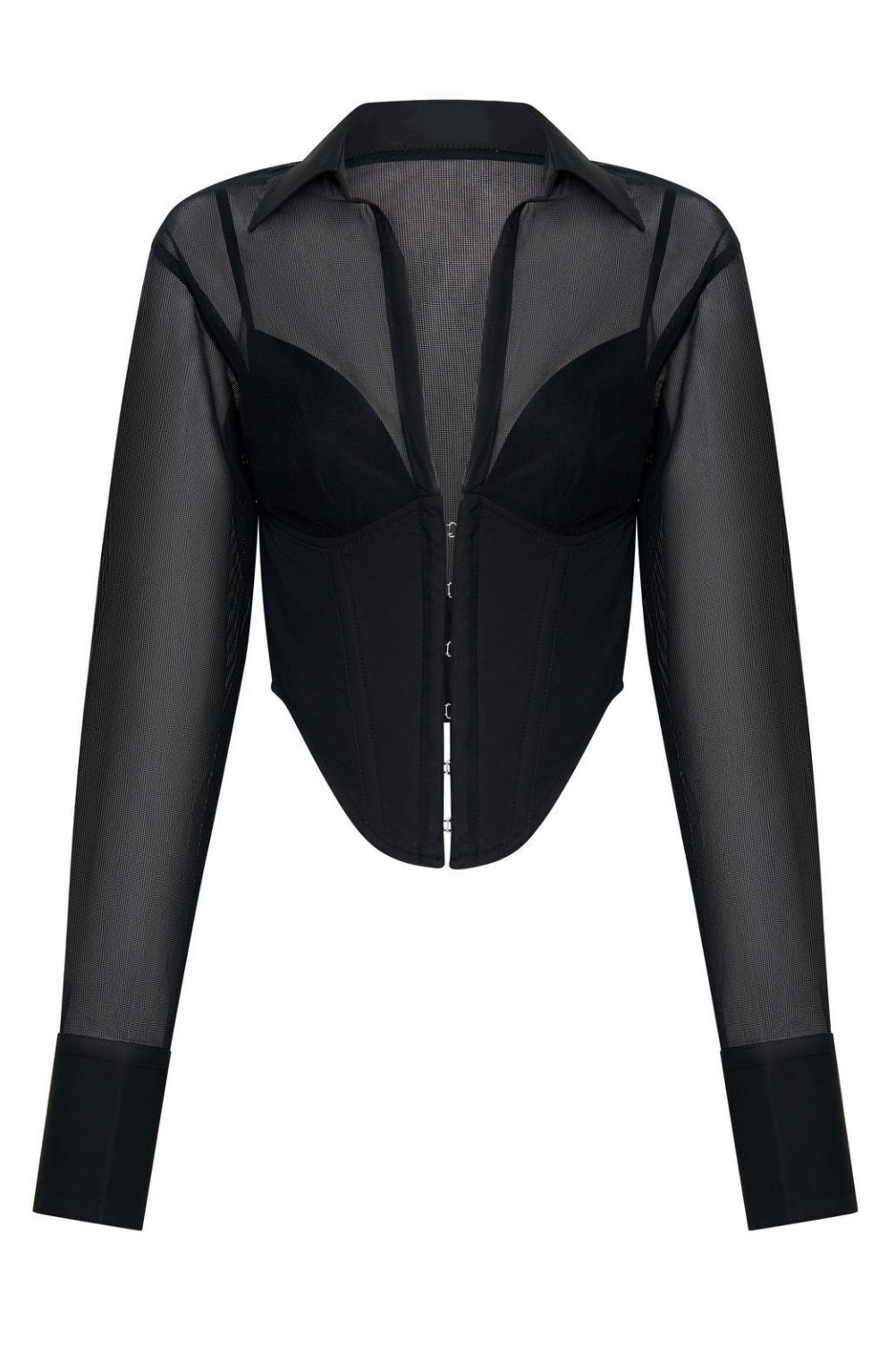 Delaney Grid Corset Shirt - Black