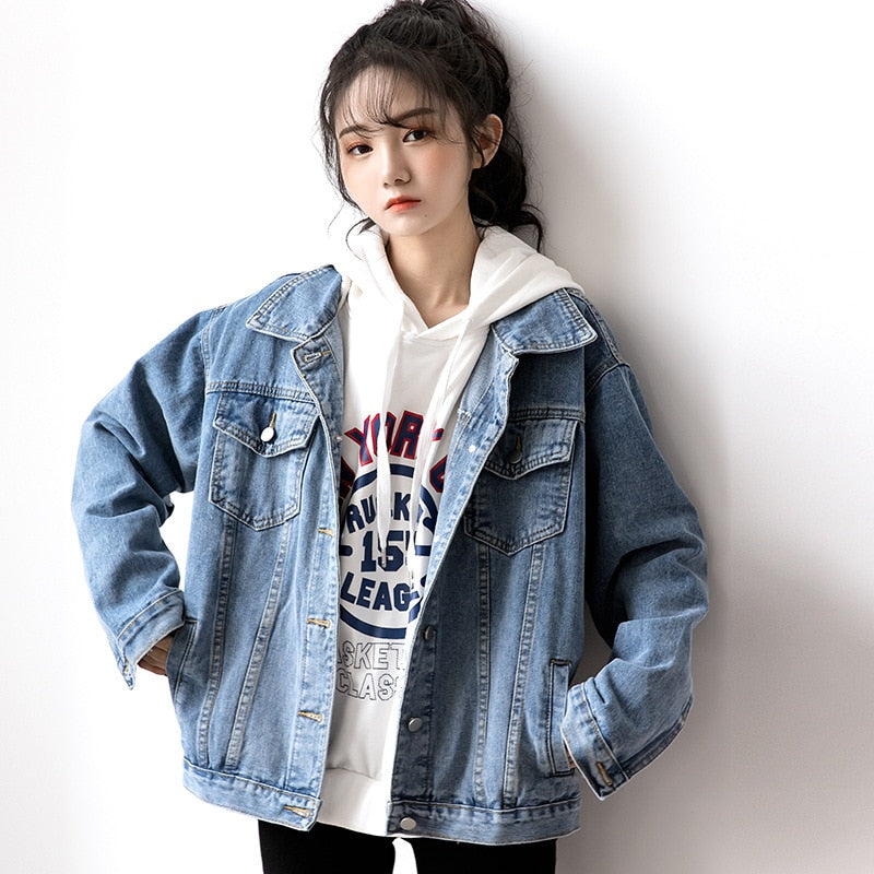 DressBetty - Denim Oversize Turn-down Collar Jacket