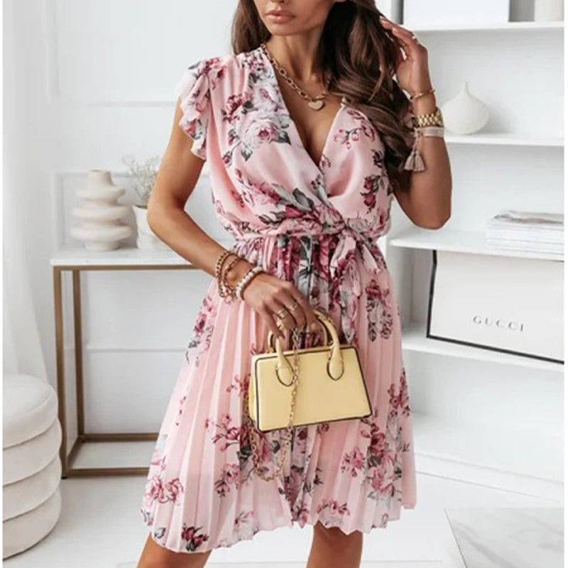 DressBetty - Floral Lotus Sleeve Dress