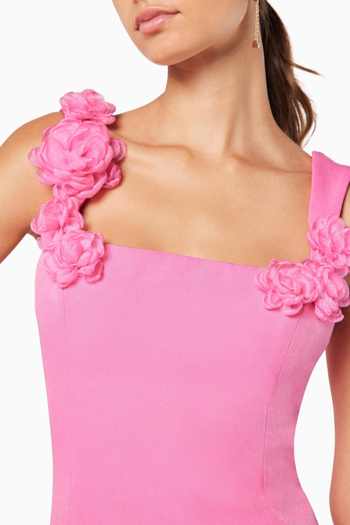 Dilanne Floral Appliqué Mini Dress - Pink