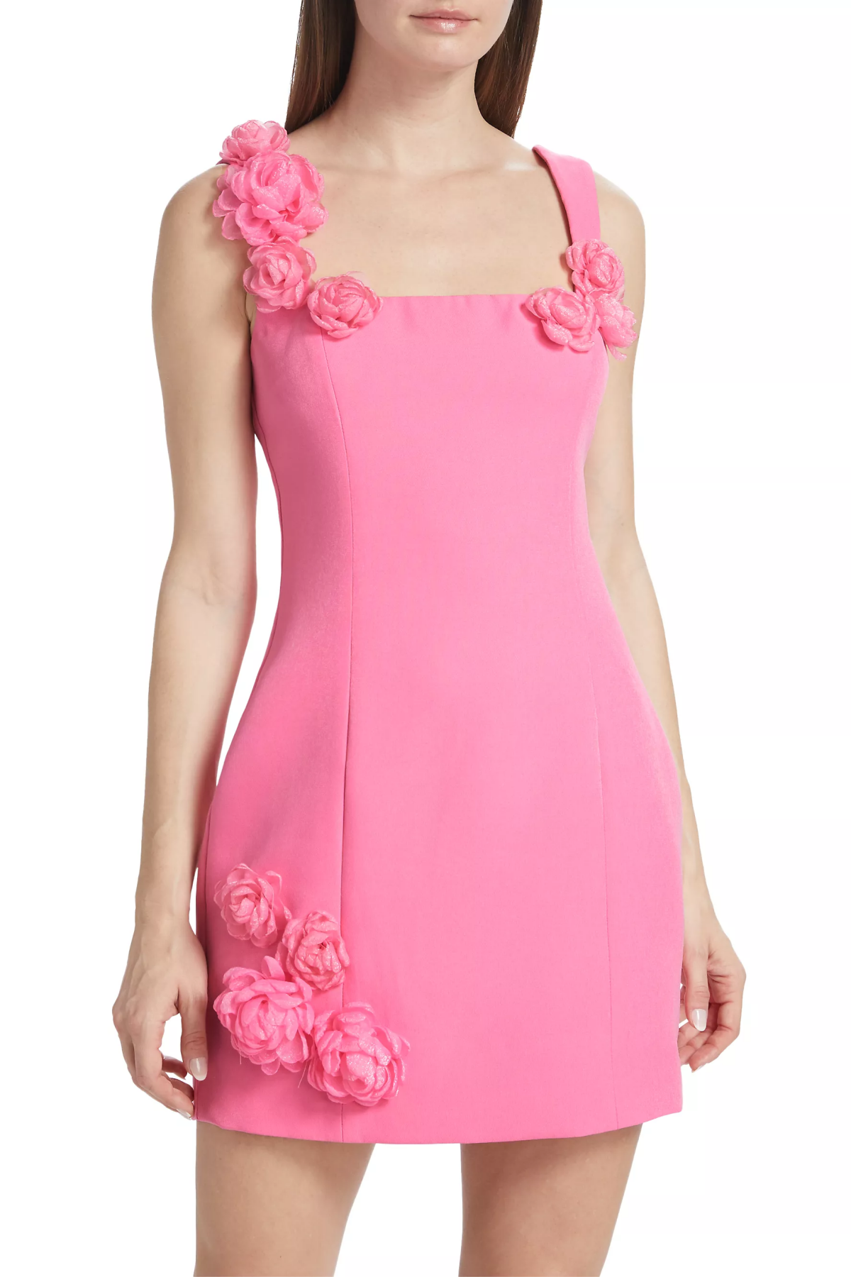 Dilanne Floral Appliqué Mini Dress - Pink