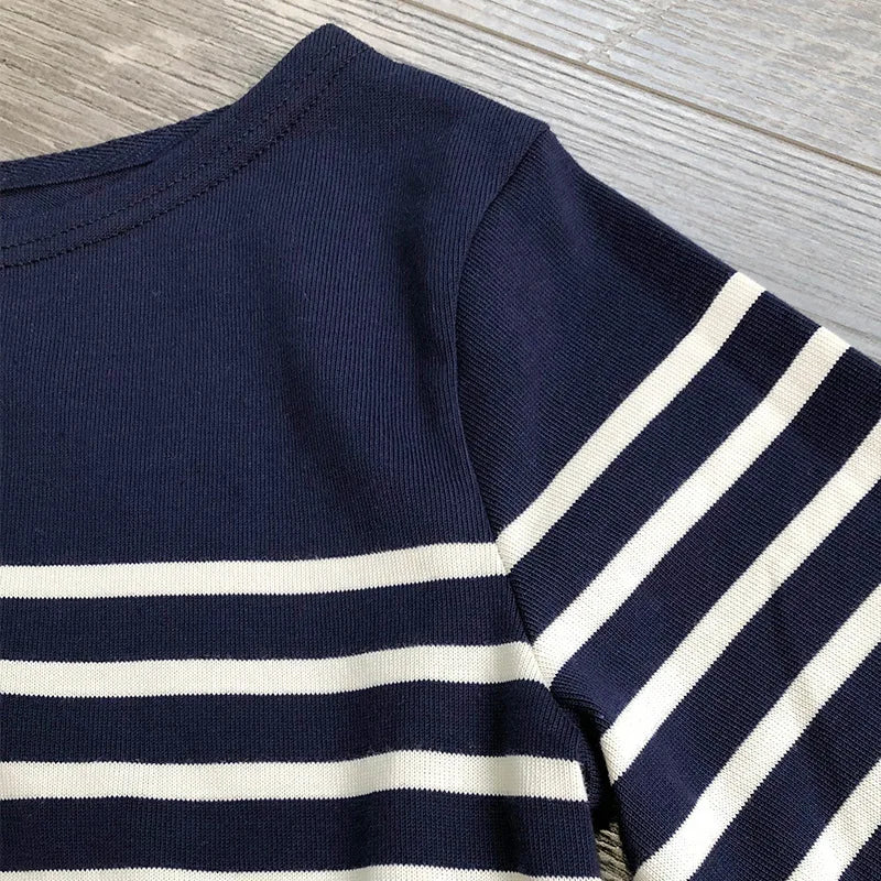 DressBetty - 2024 Long Sleeve Striped Combed Cotton T-Shirt for Women