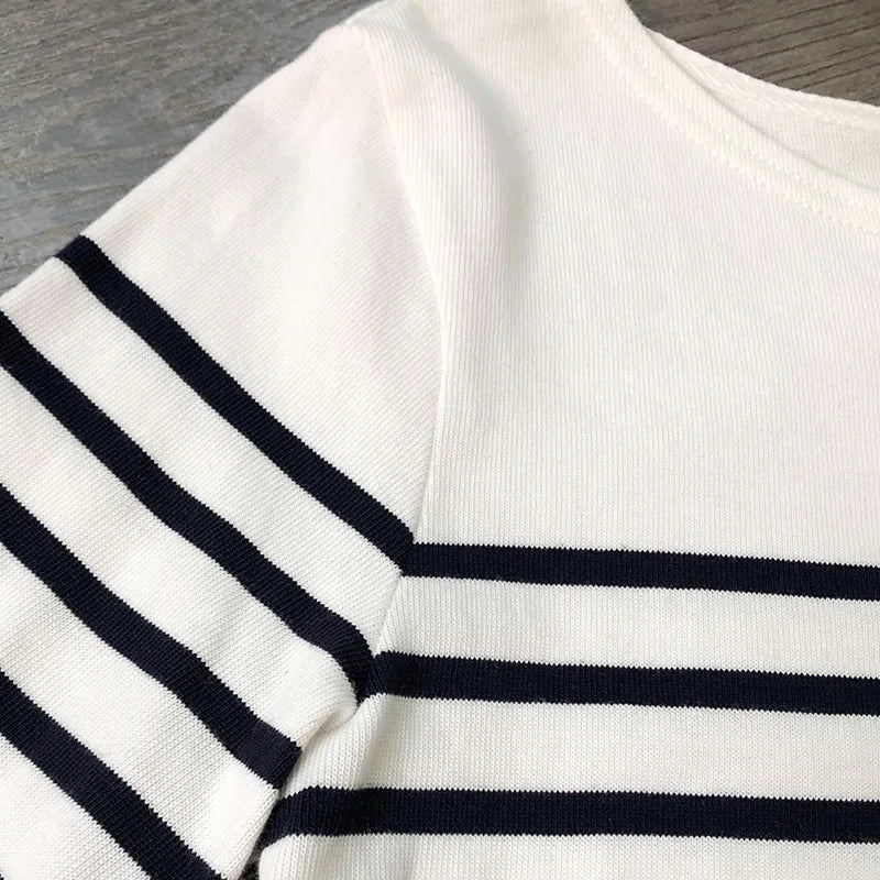 DressBetty - 2024 Long Sleeve Striped Combed Cotton T-Shirt for Women