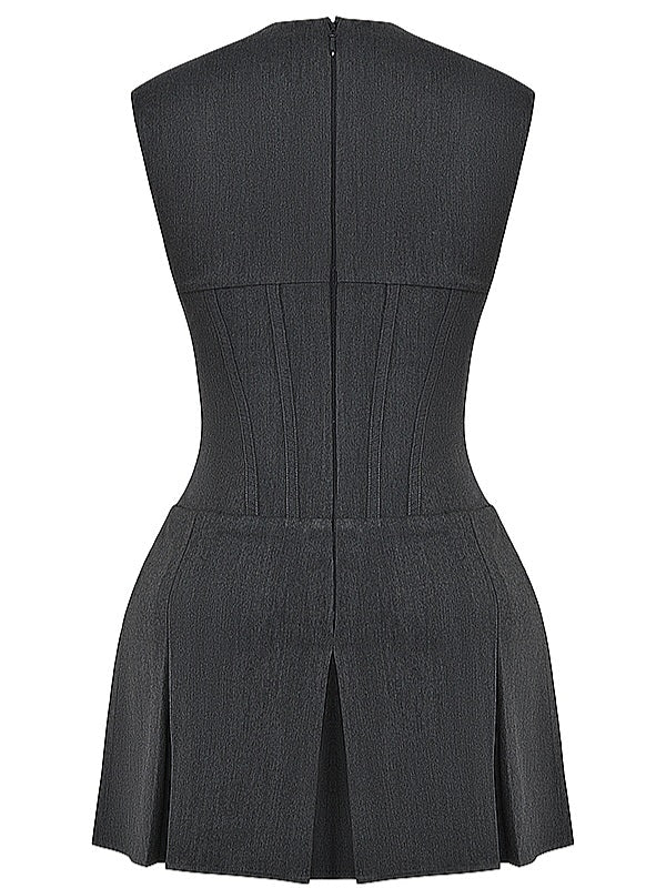 Eleanor Charcoal Pleated Corset Dress